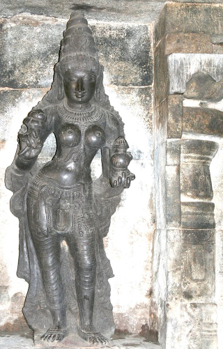 Hindu goddess Mohini, holding a pot of Amrita to distribute to the gods